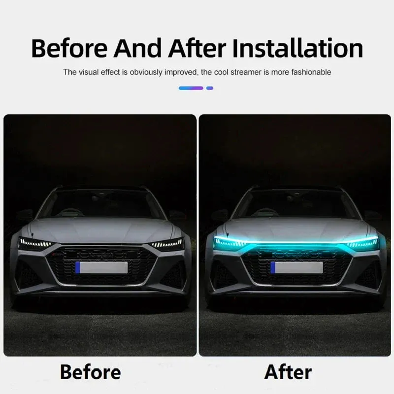 12V Car Hood Decorative Light Strip Waterproof Daytime Running Lamp