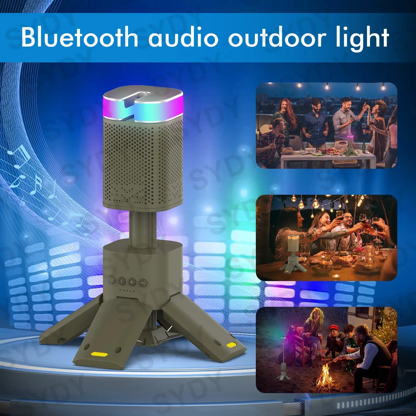 14000mAh Camping Lantern Rechargeable Telescopic Lighting Magnetic Stand with Speaker Portable Waterproof Outdoor LED Flashlight