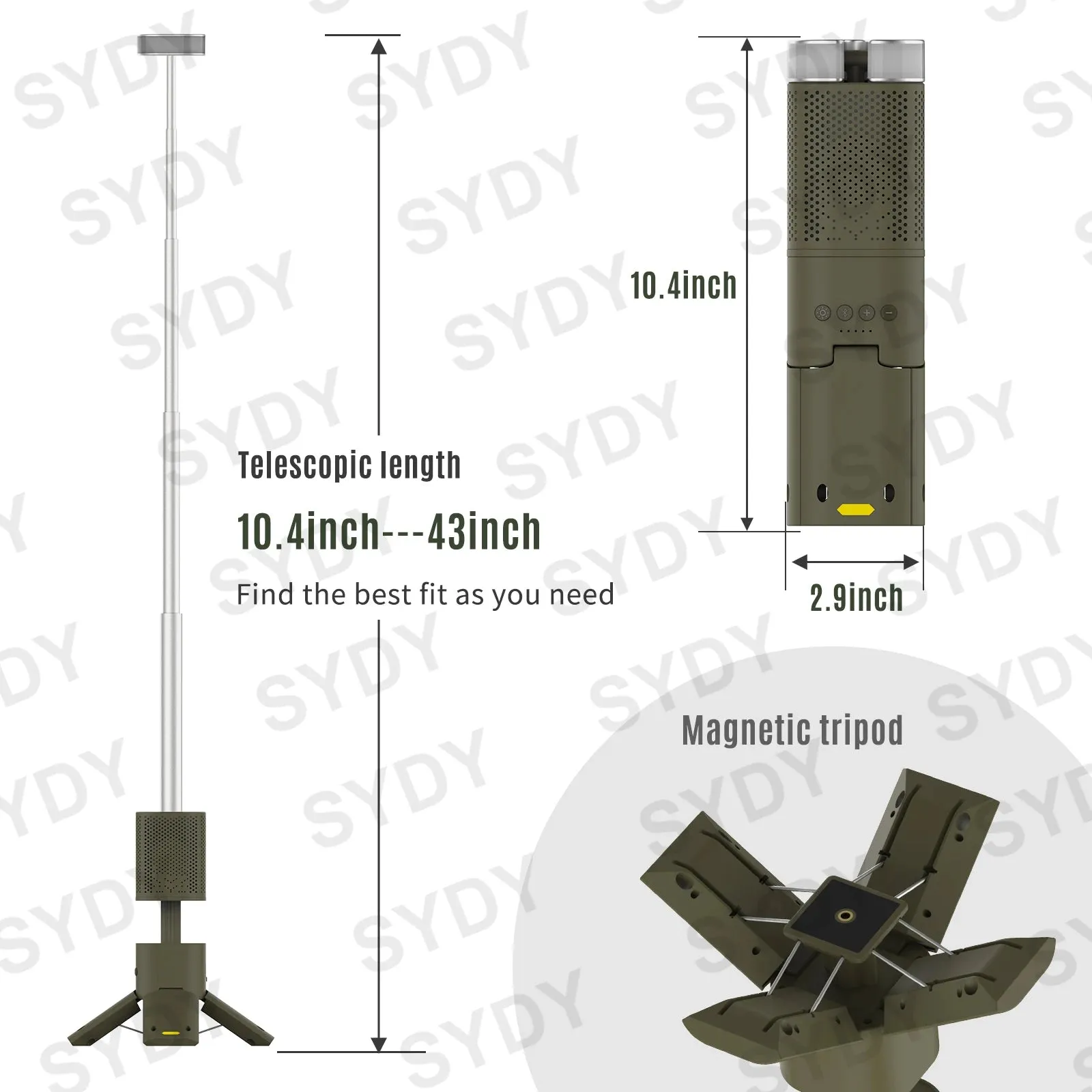 14000mAh Camping Lantern Rechargeable Telescopic Lighting Magnetic Stand with Speaker Portable Waterproof Outdoor LED Flashlight
