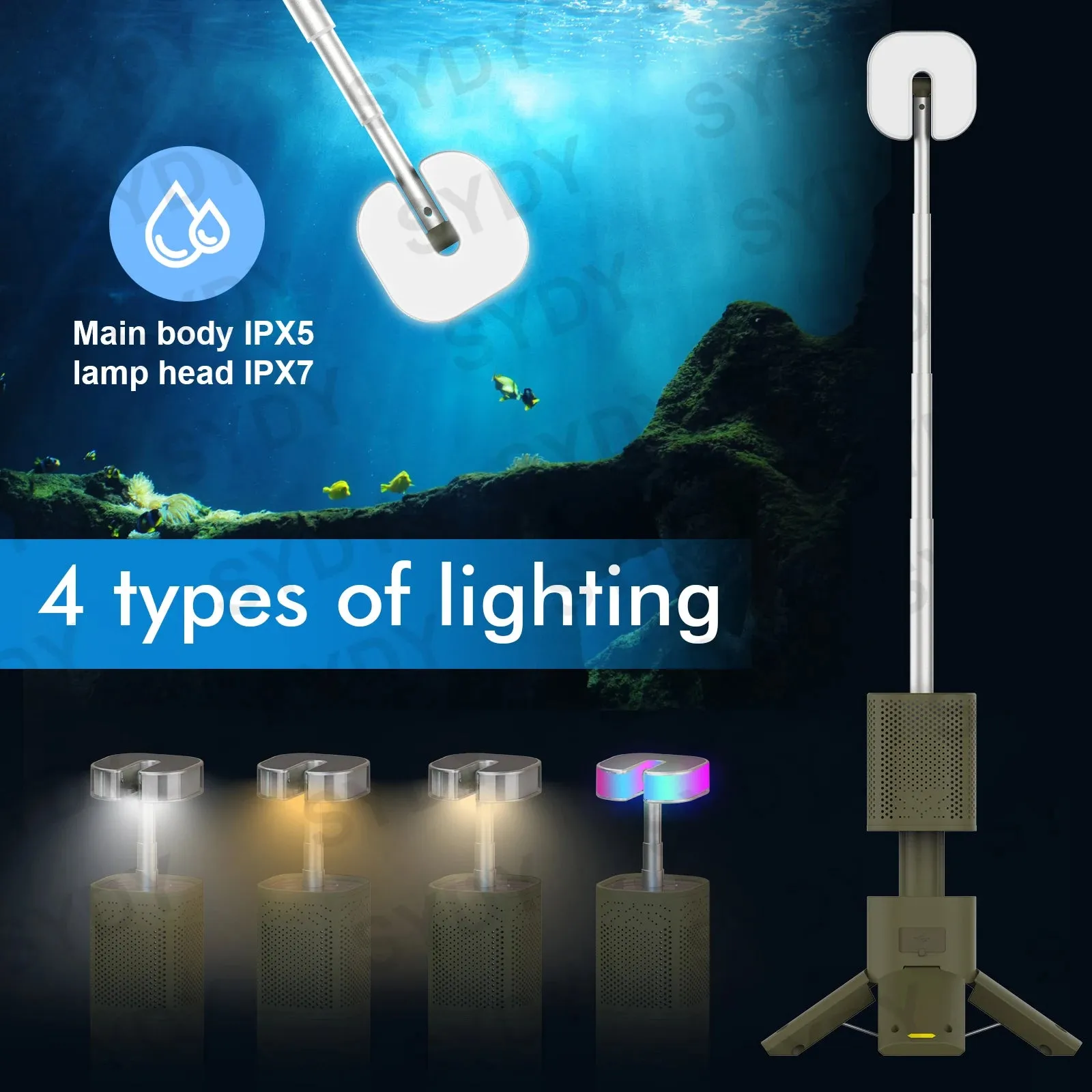 14000mAh Camping Lantern Rechargeable Telescopic Lighting Magnetic Stand with Speaker Portable Waterproof Outdoor LED Flashlight