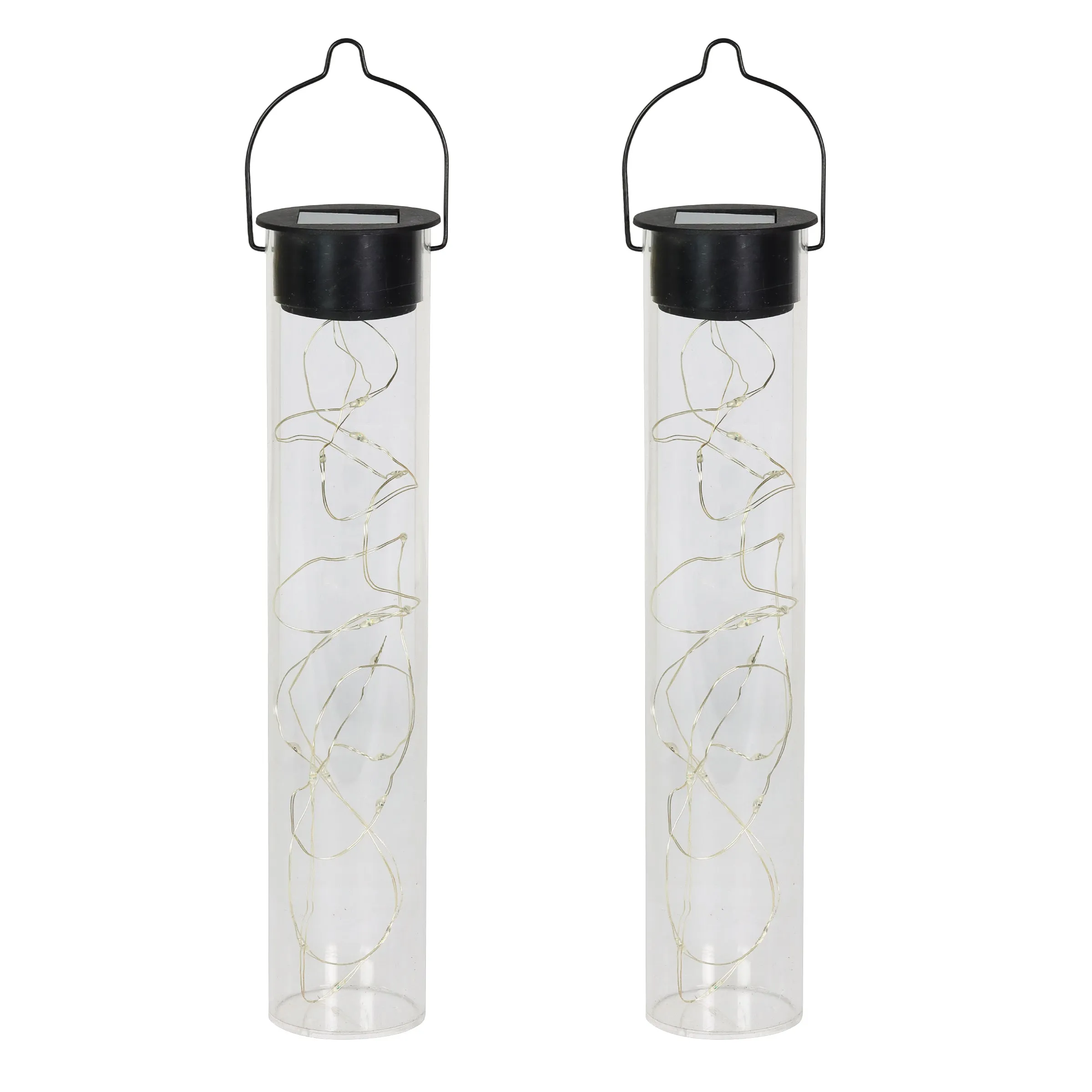 2 Piece Solar Acrylic Hanging Light Sticks with 20 Color Changing LED Firefly Lights, 2 by 10 Inches