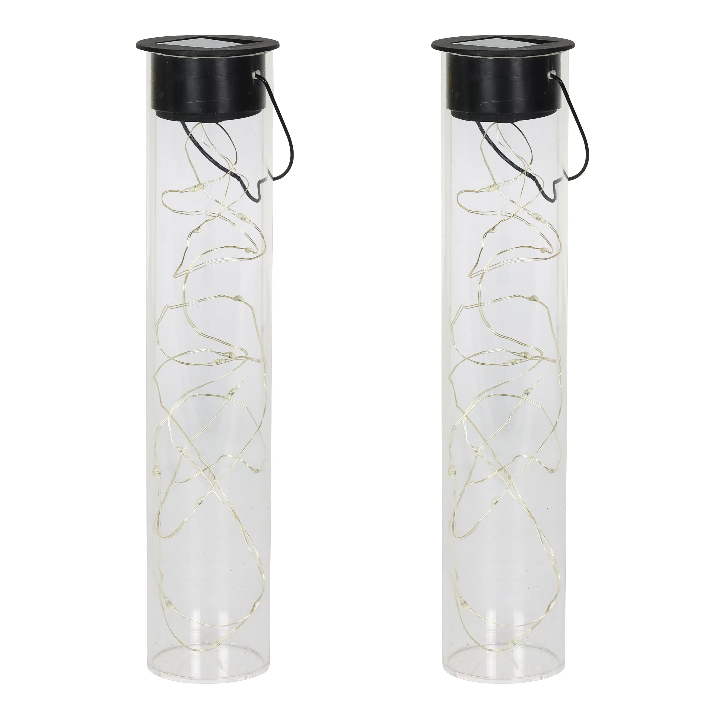 2 Piece Solar Acrylic Hanging Light Sticks with 20 Color Changing LED Firefly Lights, 2 by 10 Inches