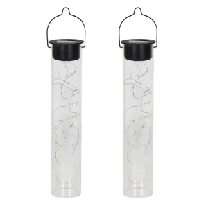 2 Piece Solar Acrylic Hanging Light Sticks with 20 Color Changing LED Firefly Lights, 2 by 10 Inches