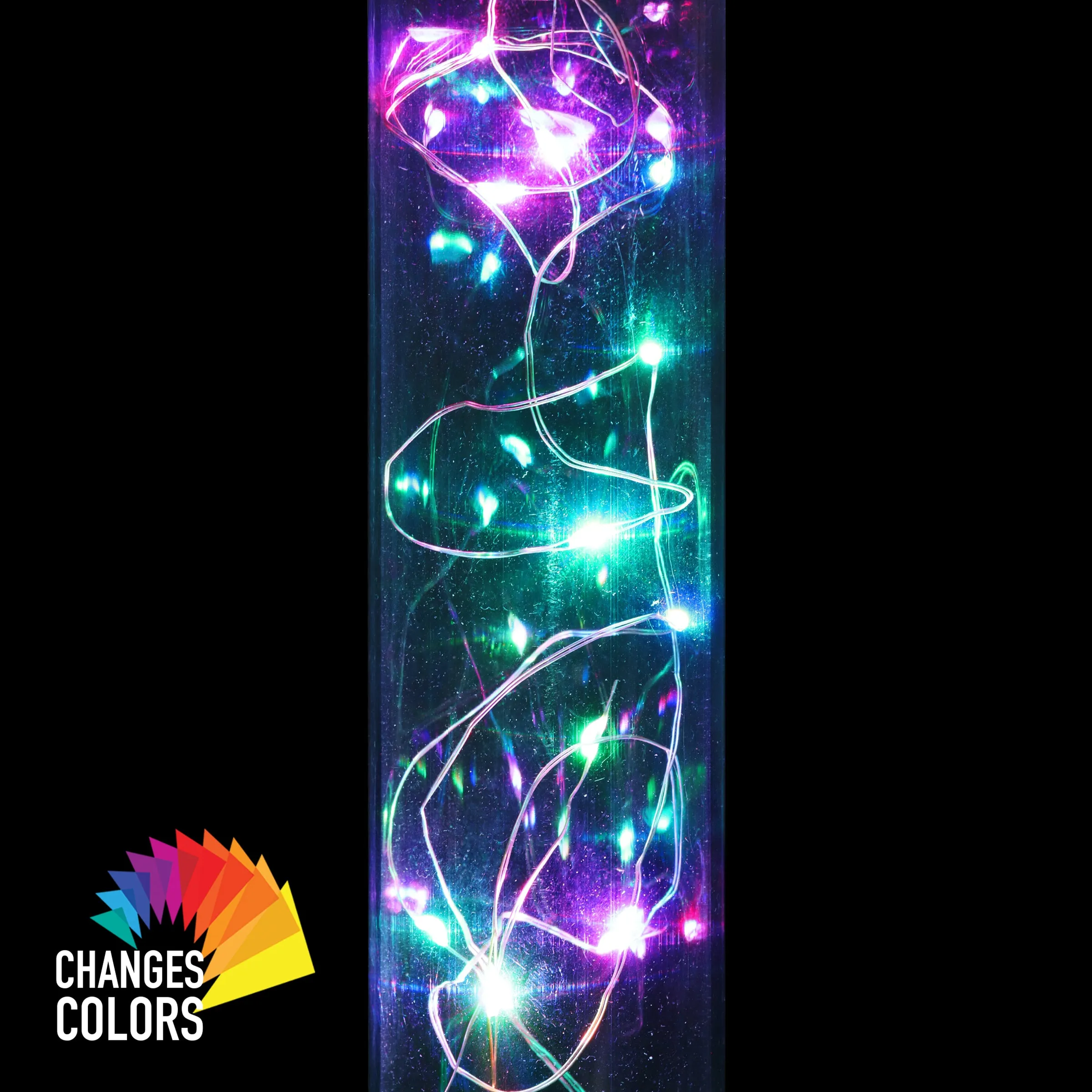2 Piece Solar Acrylic Hanging Light Sticks with 20 Color Changing LED Firefly Lights, 2 by 10 Inches