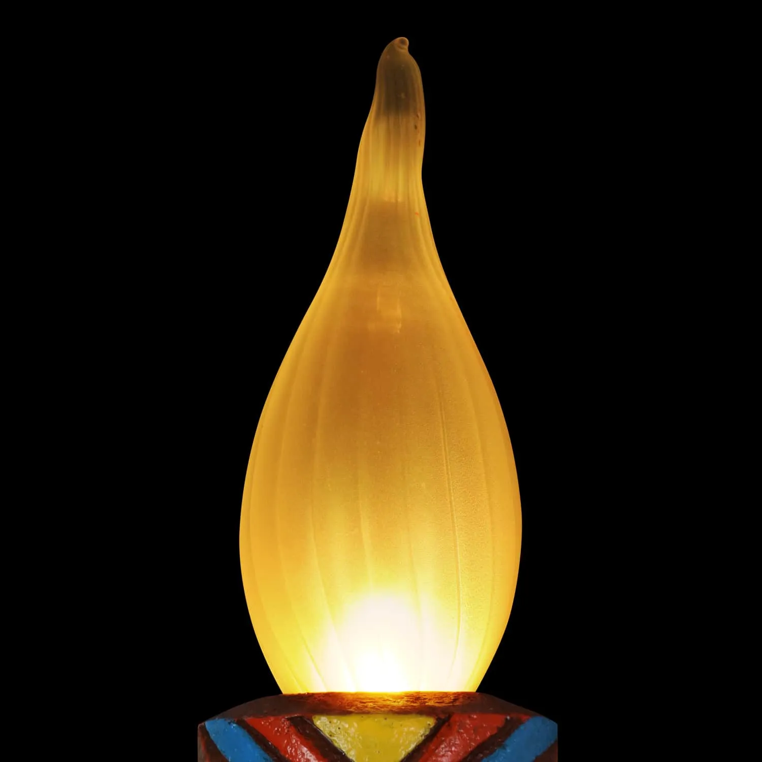2 Piece Tiki LED Flameless Torch Garden Stake Set on an Automatic Timer in Resin and Glass, 3 by 20 Inches