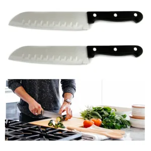 2 Santoku Knife Japanese Stainless Blade Kitchen Cook Chef Sushi Fish Meat Fruit
