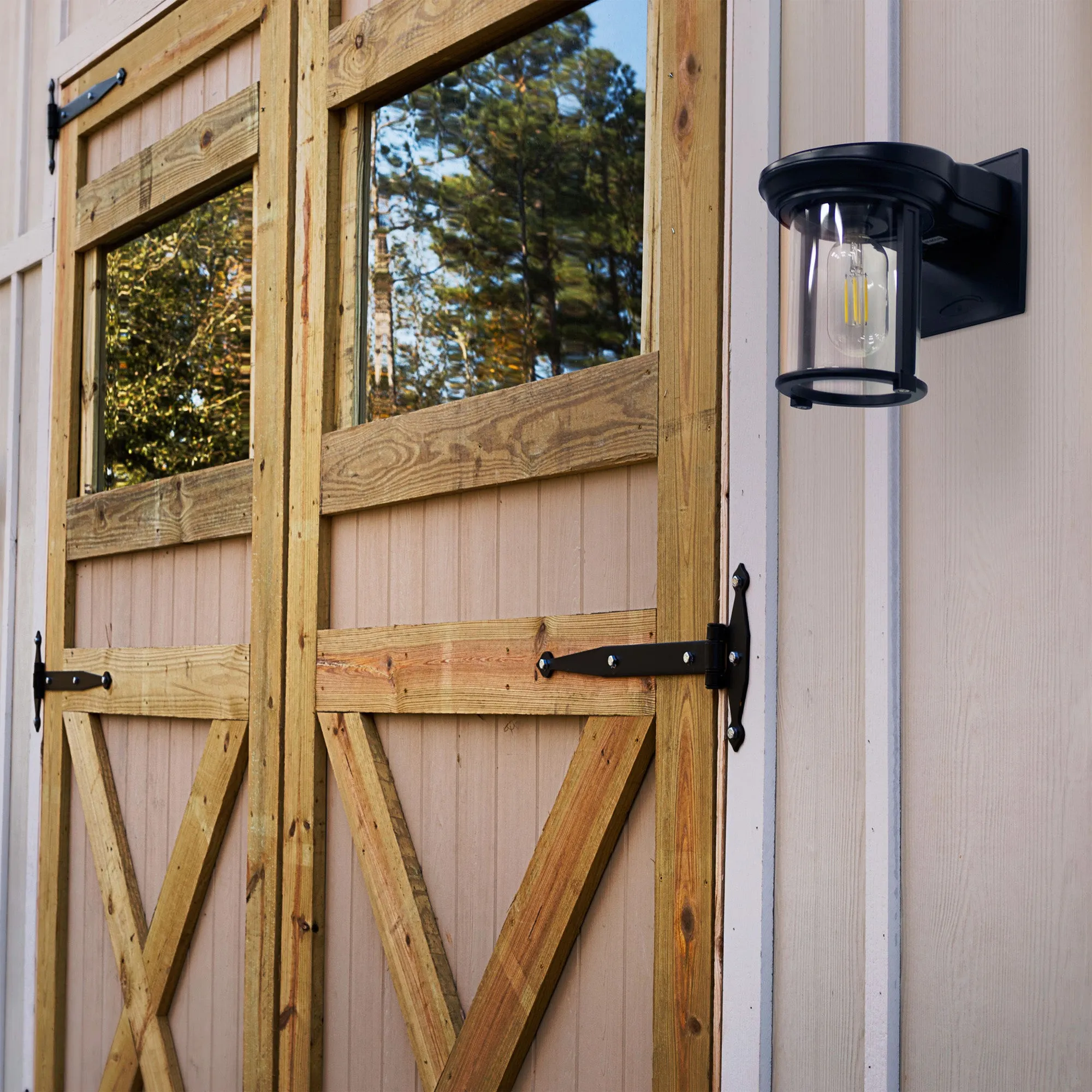 2PK Solar LED Coach Lantern, with Edison Bulb, 60 Lumens, 1W, 3.2V, 2400K CCT, Grey or Black