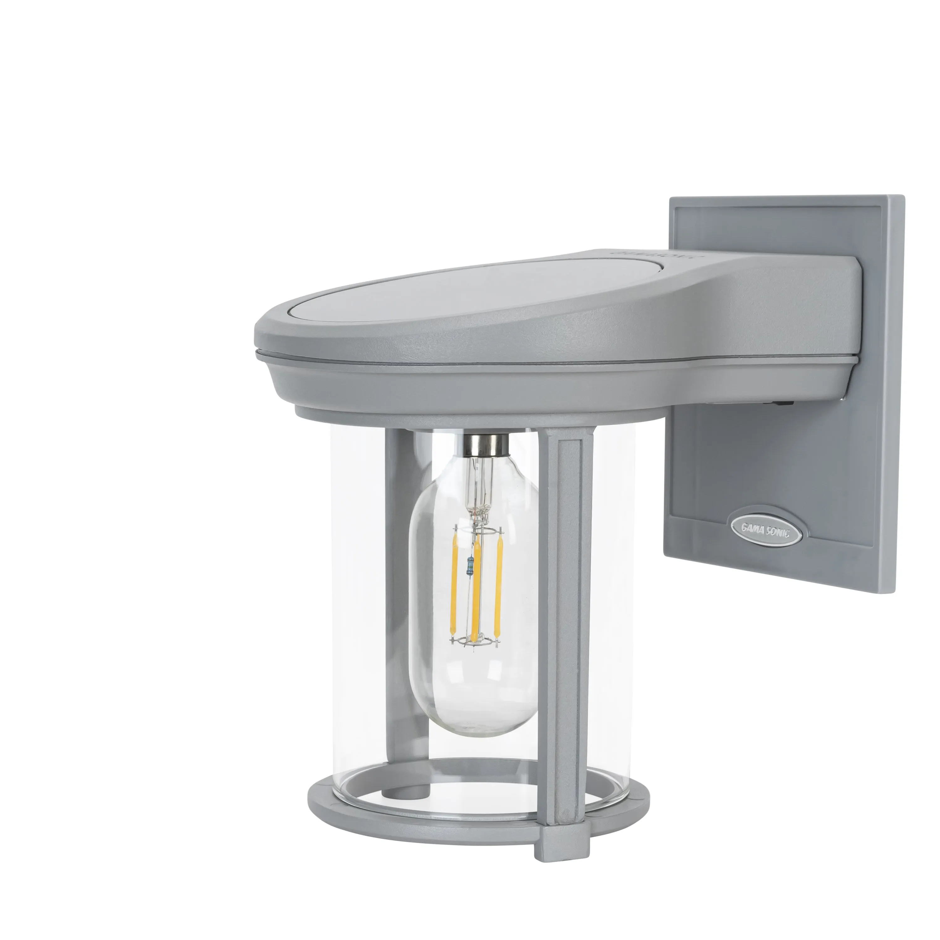 2PK Solar LED Coach Lantern, with Edison Bulb, 60 Lumens, 1W, 3.2V, 2400K CCT, Grey or Black