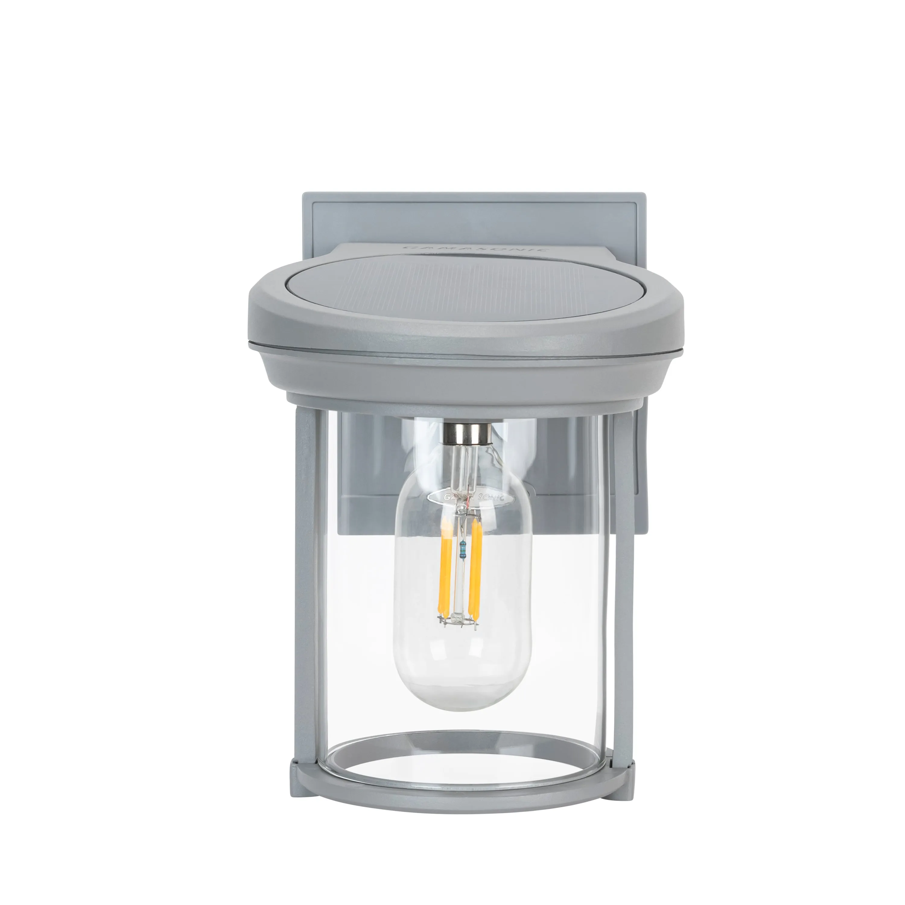2PK Solar LED Coach Lantern, with Edison Bulb, 60 Lumens, 1W, 3.2V, 2400K CCT, Grey or Black