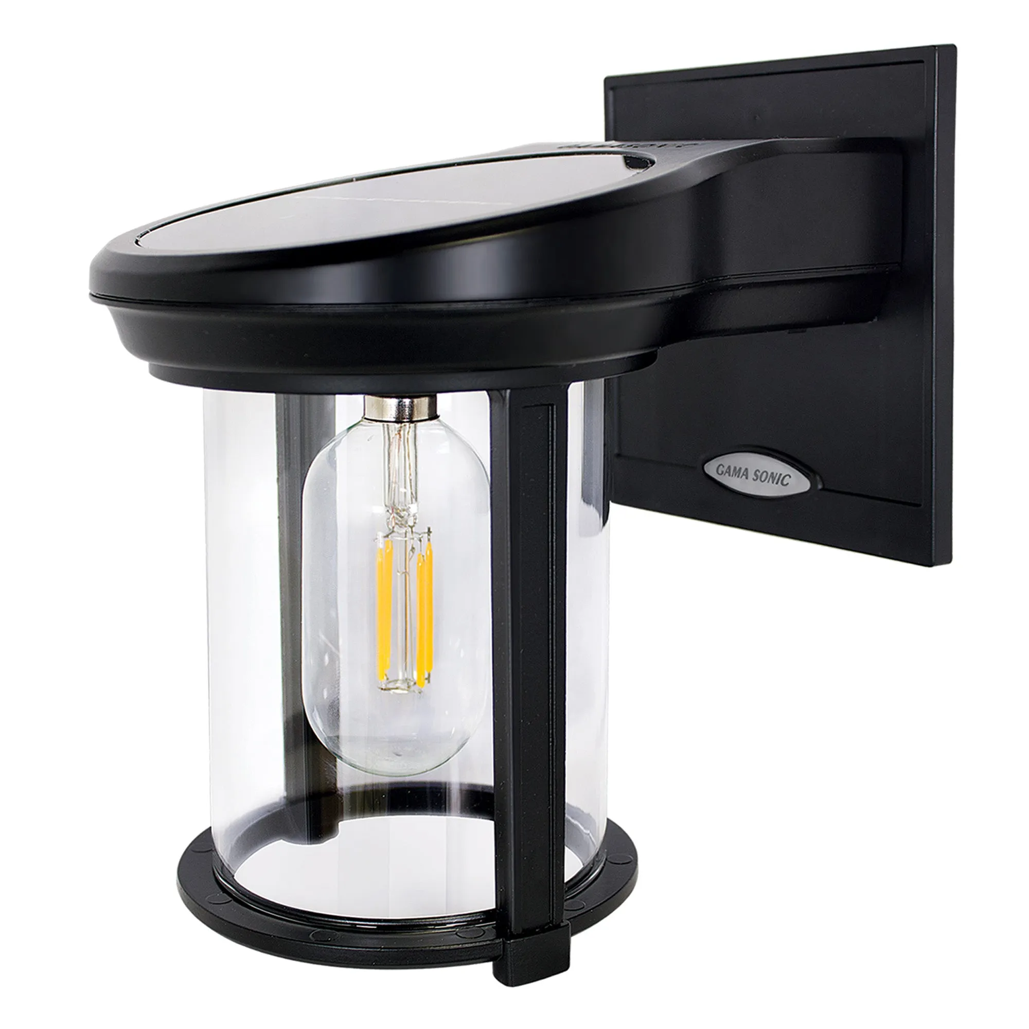 2PK Solar LED Coach Lantern, with Edison Bulb, 60 Lumens, 1W, 3.2V, 2400K CCT, Grey or Black
