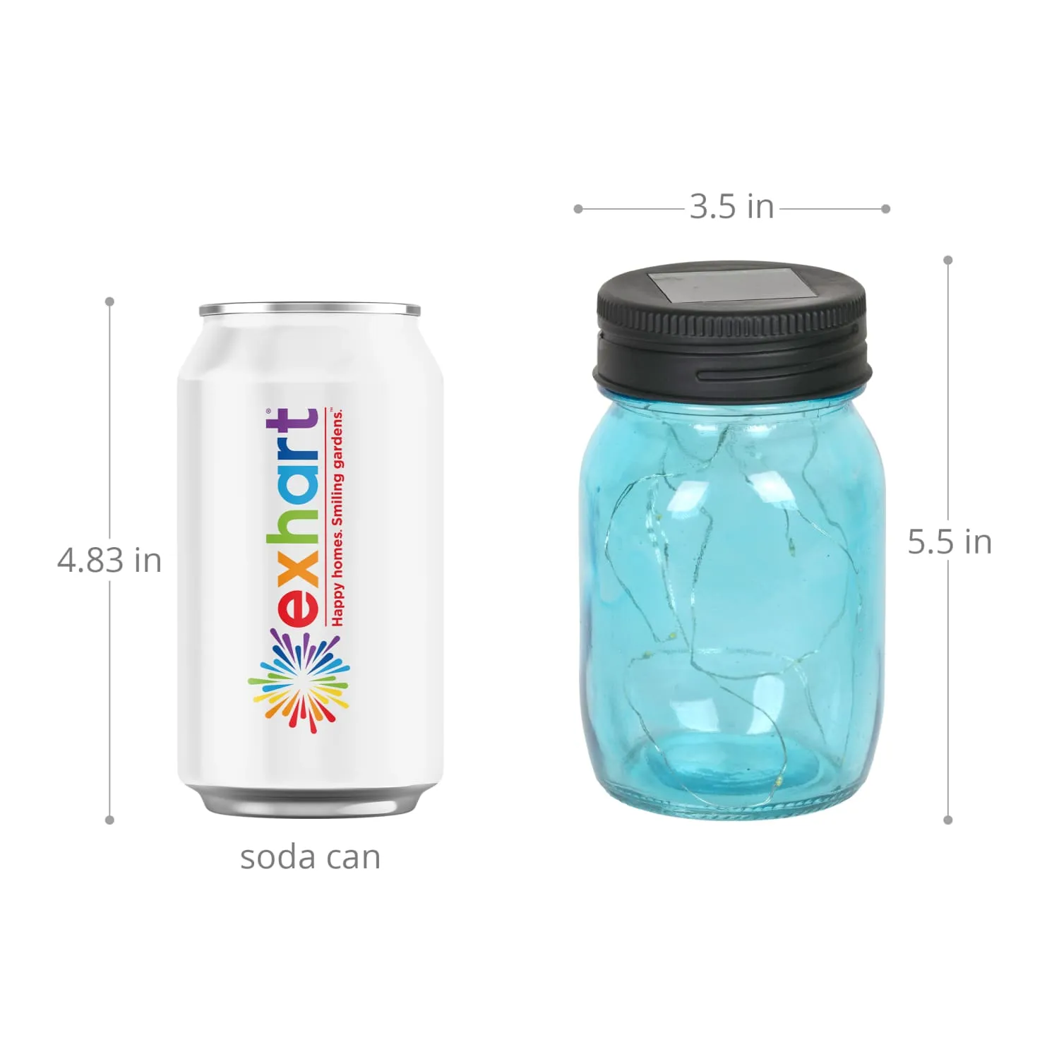 3 Piece Solar Glass Firefly Light Jar Set, 5.5 Inch