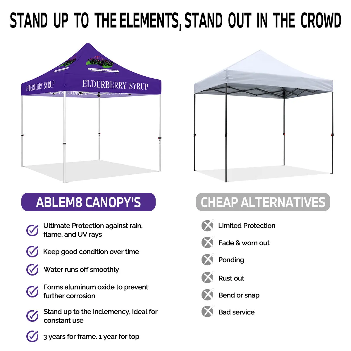 ABLEM8CANOPY 10x10 Elderberry Syrup Canopy Tent Pop Up