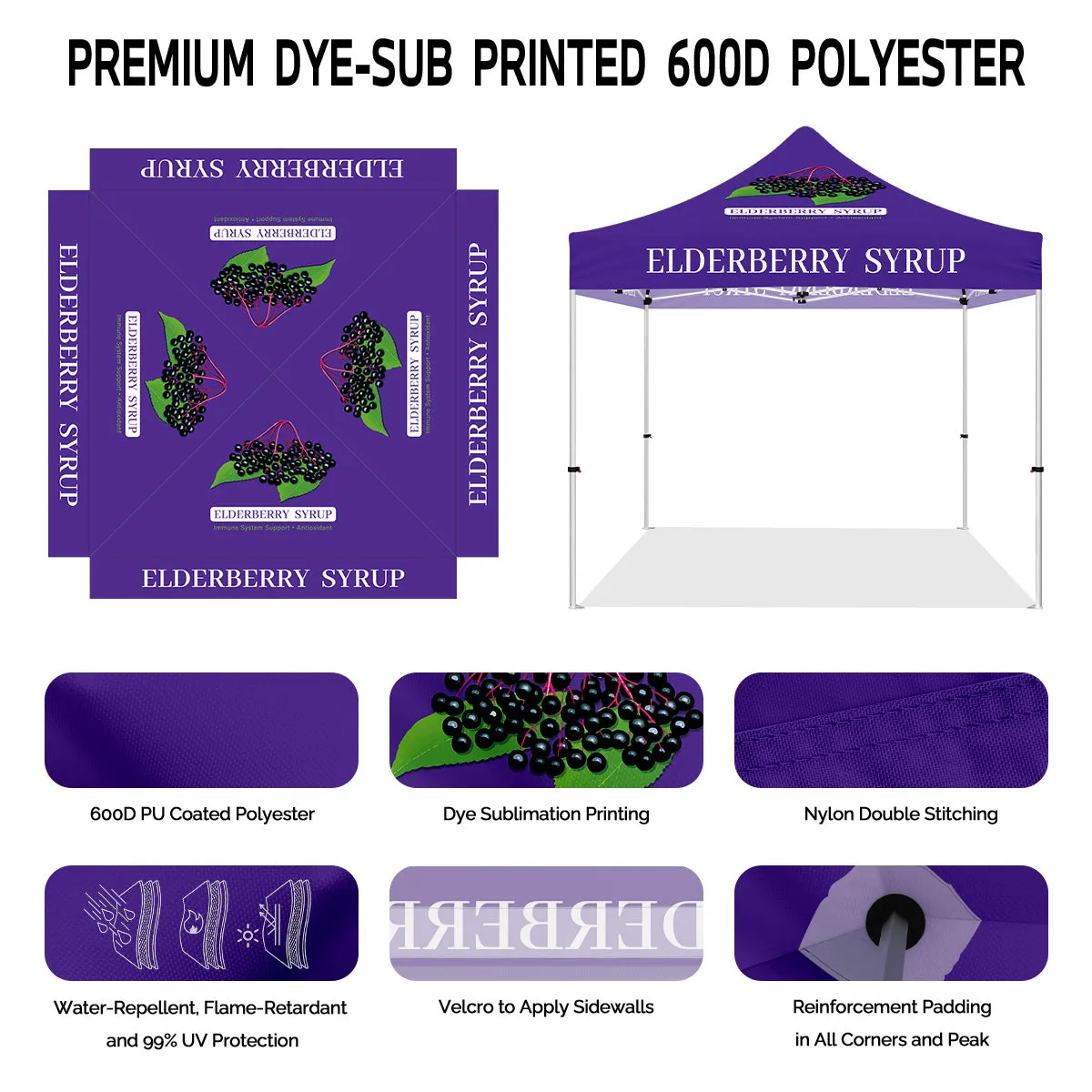 ABLEM8CANOPY 10x10 Elderberry Syrup Canopy Tent Pop Up