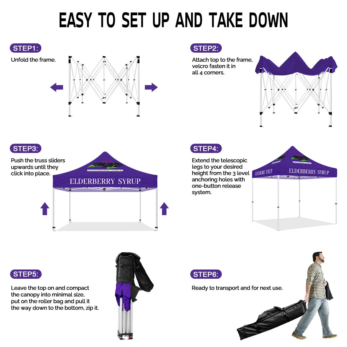 ABLEM8CANOPY 10x10 Elderberry Syrup Canopy Tent Pop Up