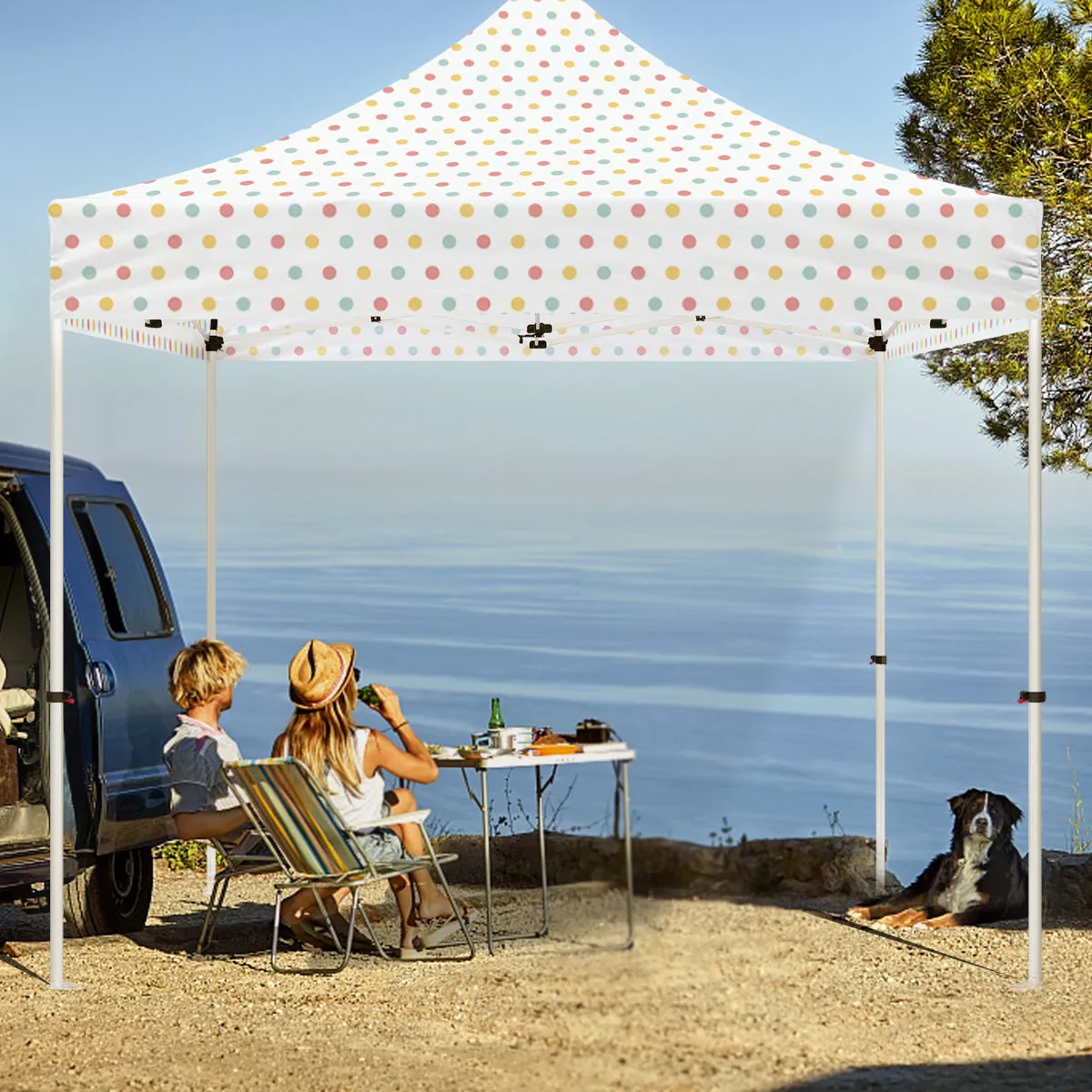 ABLEM8CANOPY 10x10 Pop Up Canopy Tent - Polka Dots