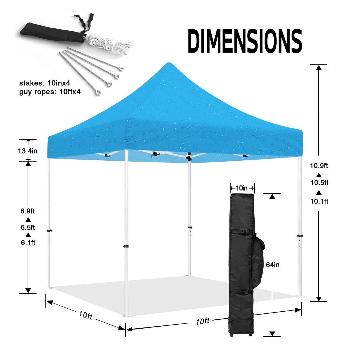 ABLEM8CANOPY 10x10 Pop Up Canopy Tent - Rain Drops