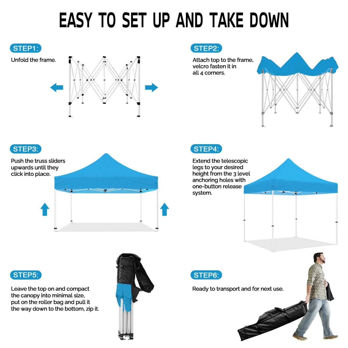 ABLEM8CANOPY 10x10 Pop Up Canopy Tent - Rain Drops