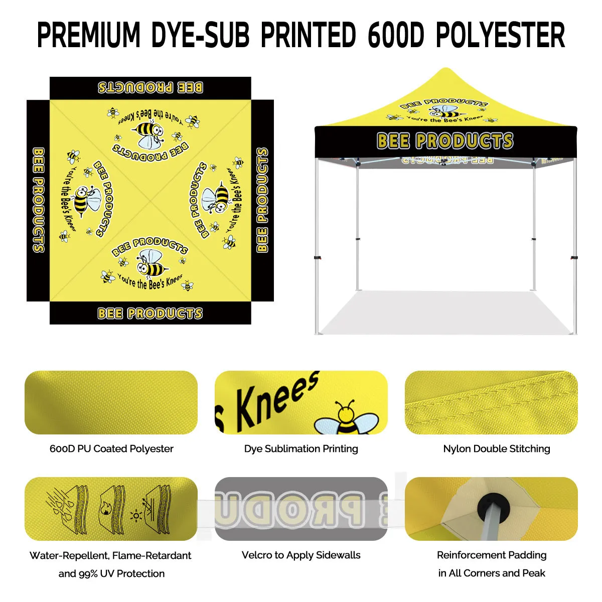 ABLEM8CANOPY Bee Products 10x10 Pop Up Yellow Canopy Tent