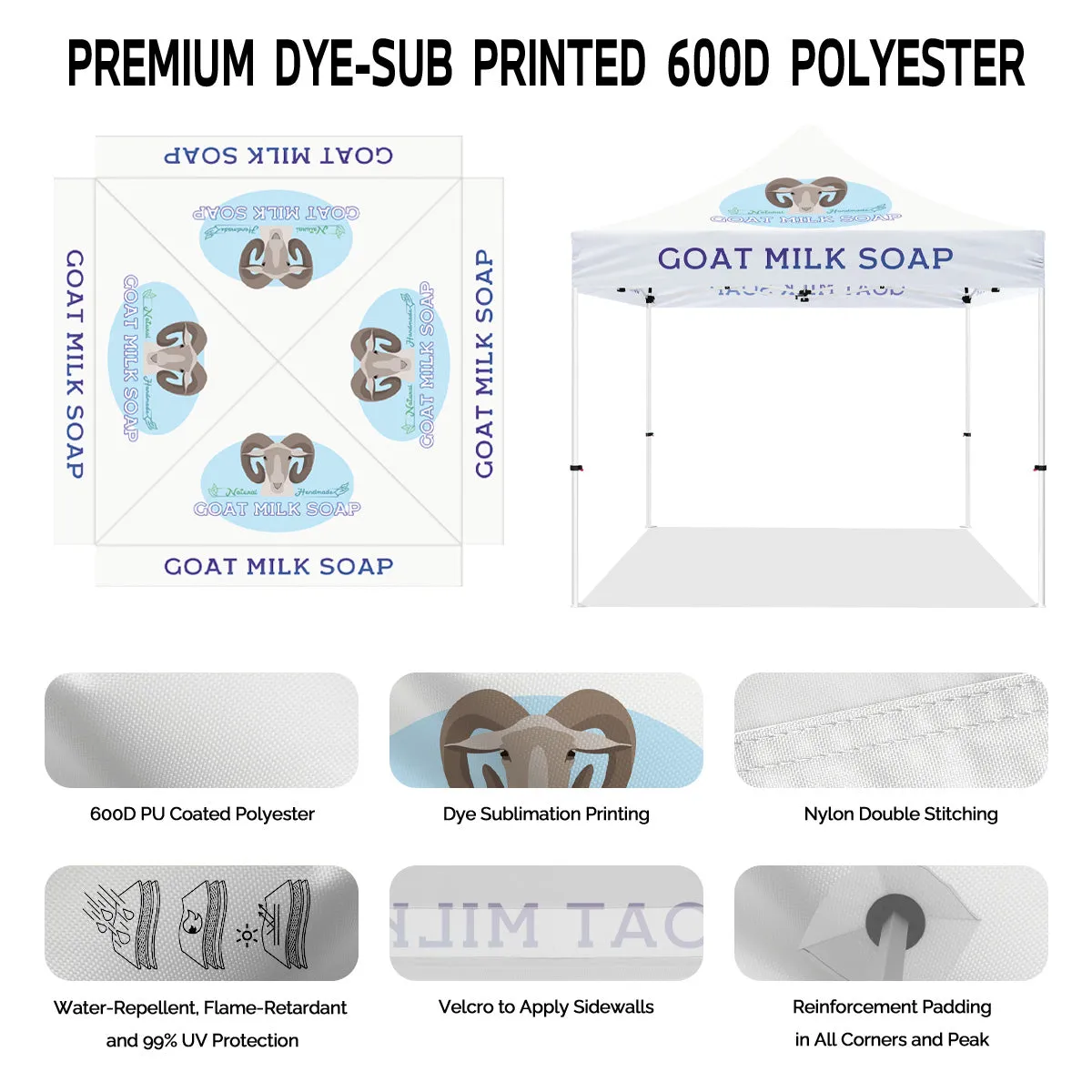 ABLEM8CANOPY Goat Milk Soap 10x10 White Canopy Tent