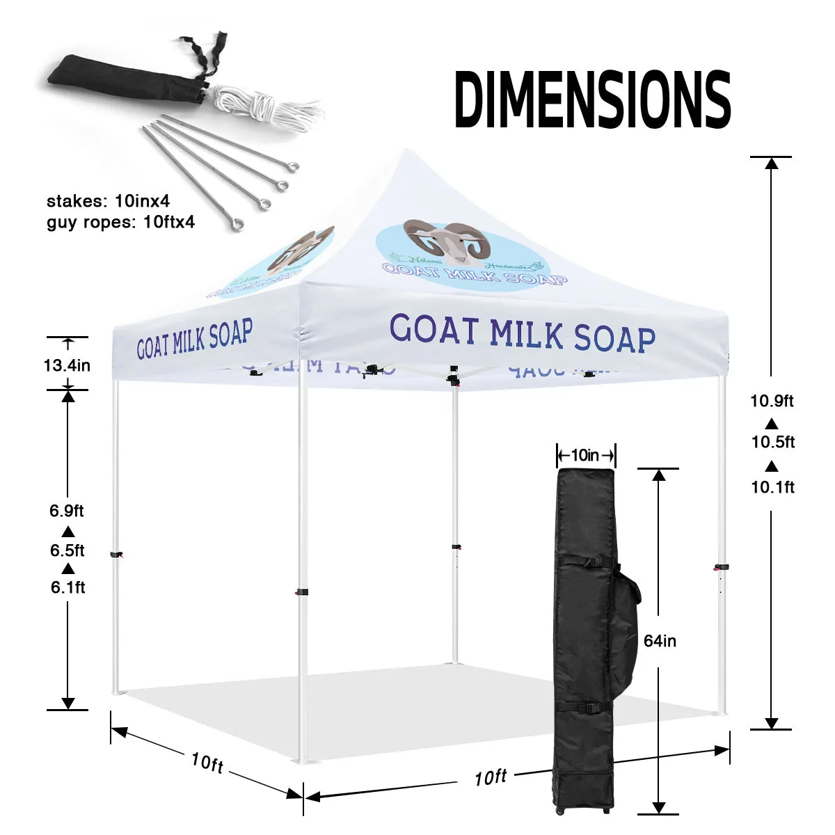 ABLEM8CANOPY Goat Milk Soap 10x10 White Canopy Tent