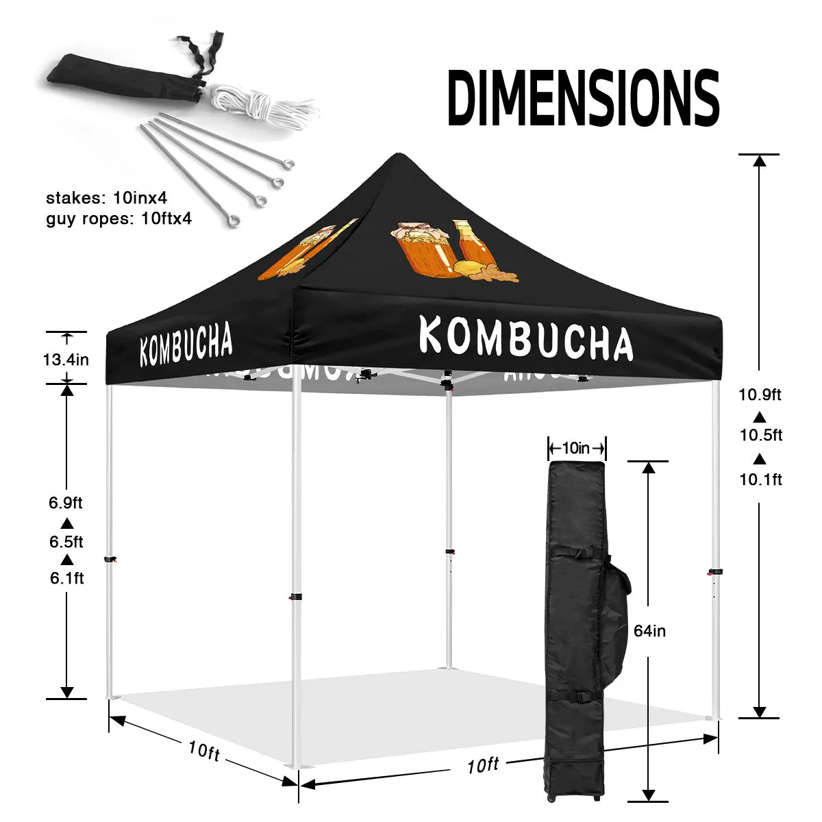 ABLEM8CANOPY Kombucha 10x10 Pop Up Outdoor Canopies Tents