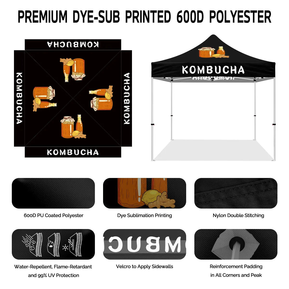 ABLEM8CANOPY Kombucha 10x10 Pop Up Outdoor Canopies Tents