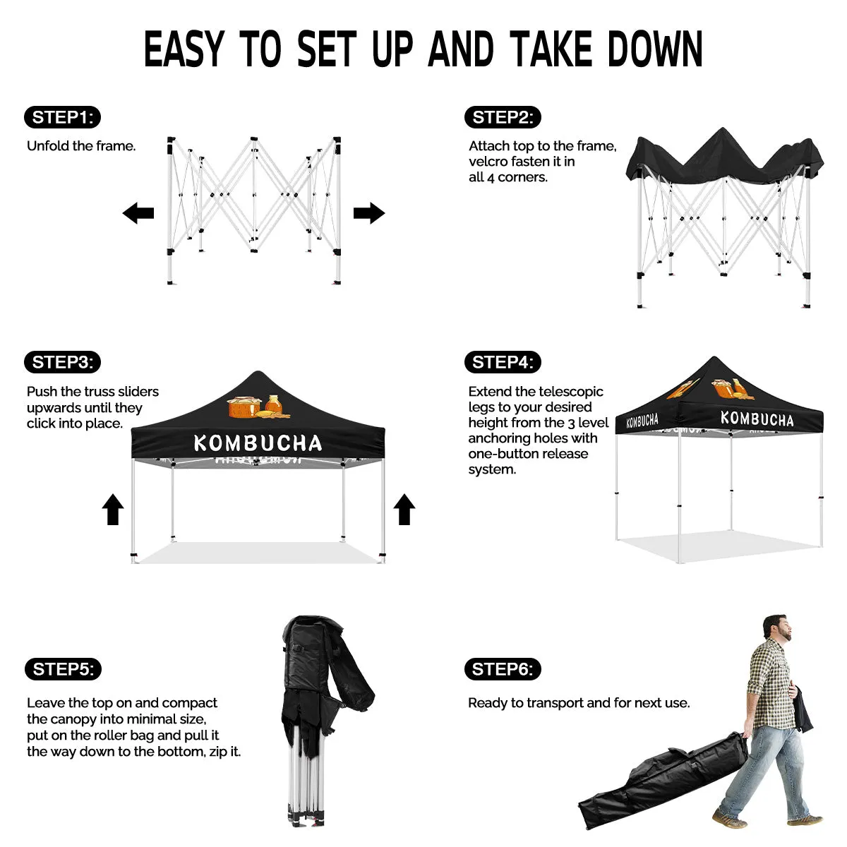 ABLEM8CANOPY Kombucha 10x10 Pop Up Outdoor Canopies Tents