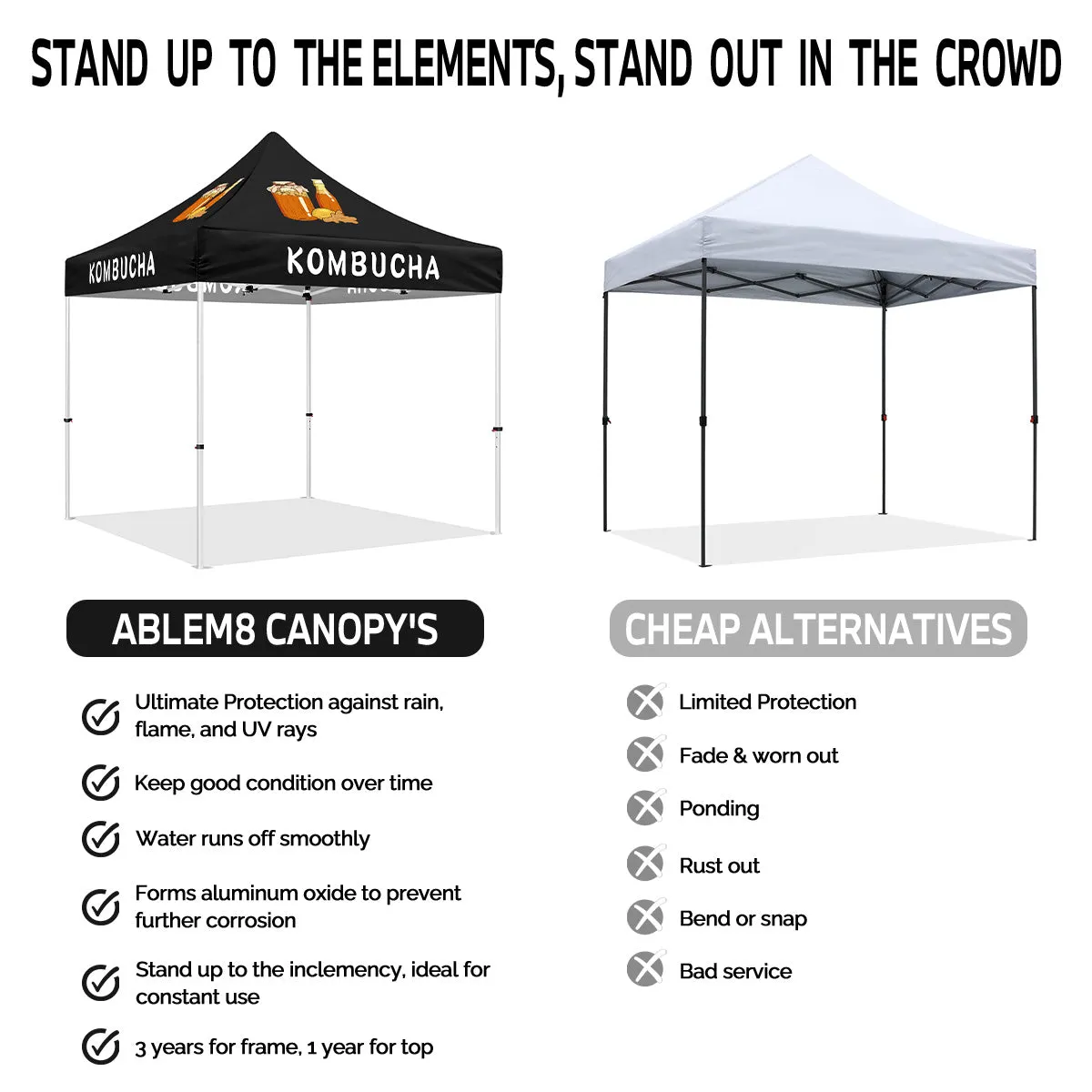 ABLEM8CANOPY Kombucha 10x10 Pop Up Outdoor Canopies Tents