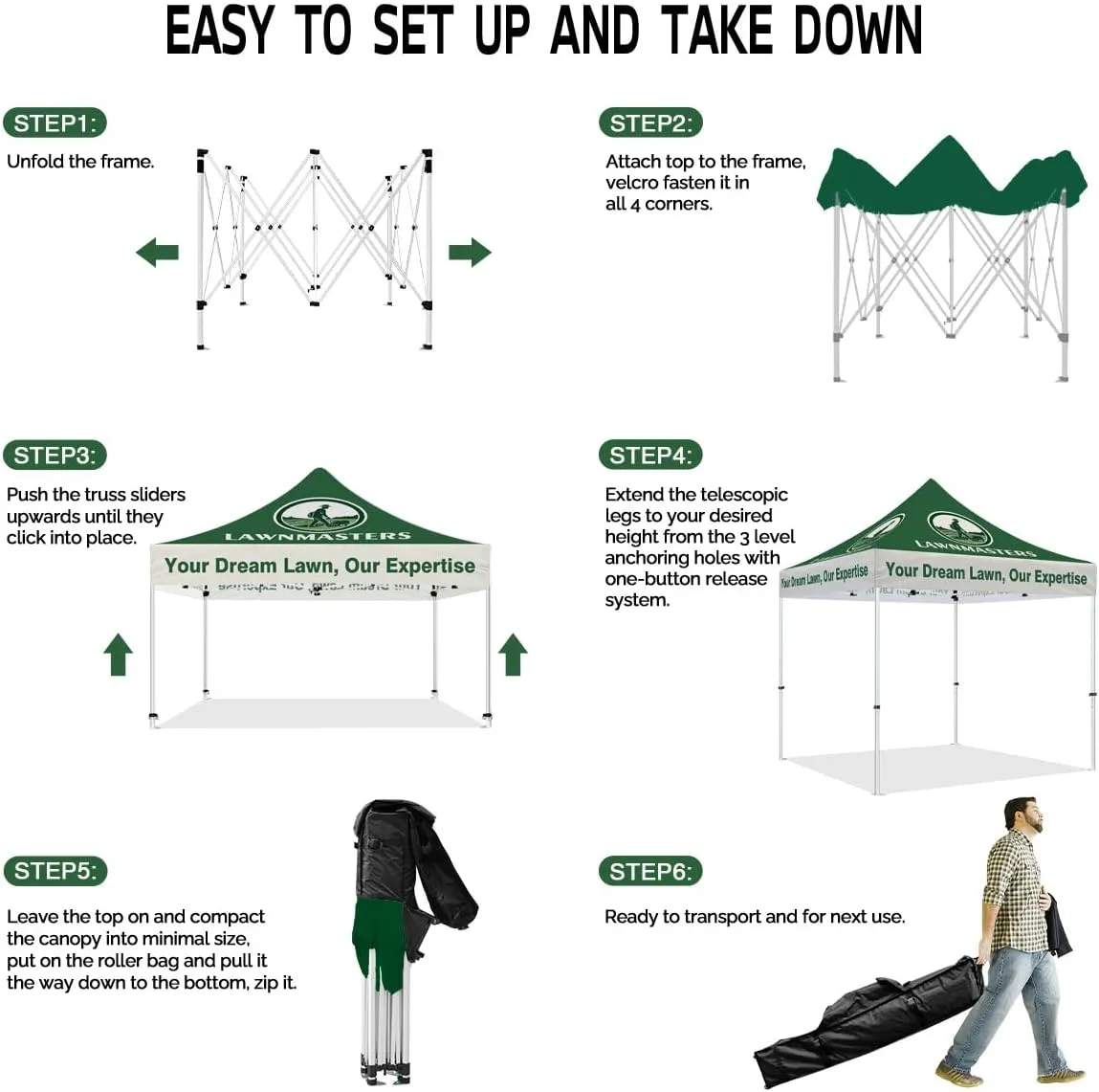 ABLEM8CANOPY Lawnmasters Tackle 10x10 Custom Logo Canopy Tent