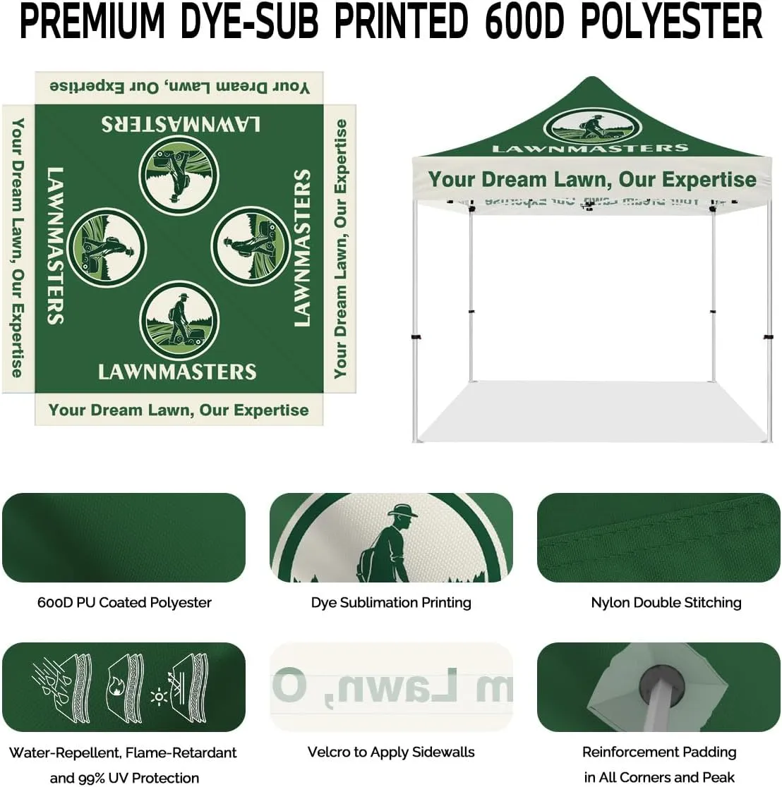 ABLEM8CANOPY Lawnmasters Tackle 10x10 Custom Logo Canopy Tent