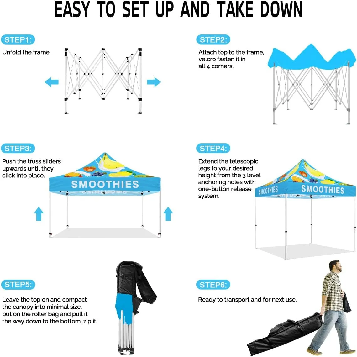 ABLEM8CANOPY  Smoothies 10x10 Pop Up Canopy Tent For Smoothie Stand