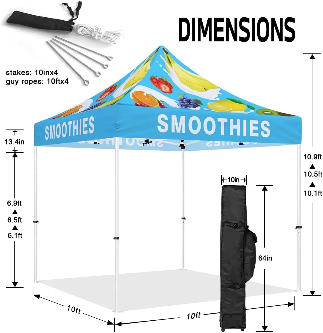ABLEM8CANOPY  Smoothies 10x10 Pop Up Canopy Tent For Smoothie Stand