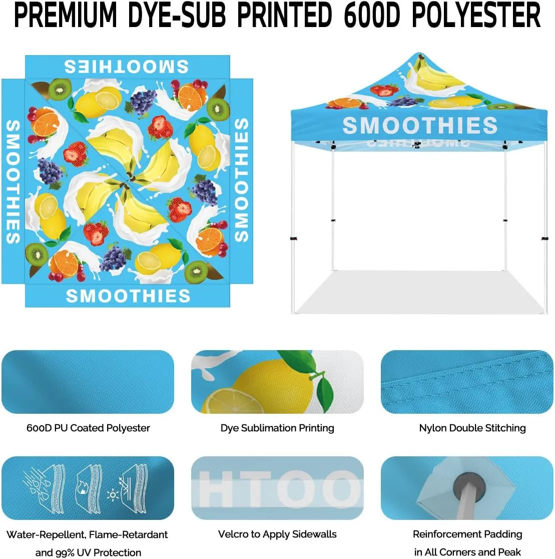 ABLEM8CANOPY  Smoothies 10x10 Pop Up Canopy Tent For Smoothie Stand