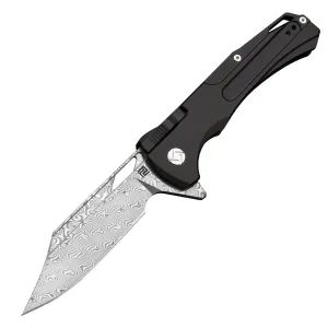 Artisan Cutlery Blowback ATZ-1822GD Damascus Blade Titanium Handle Folding Knives