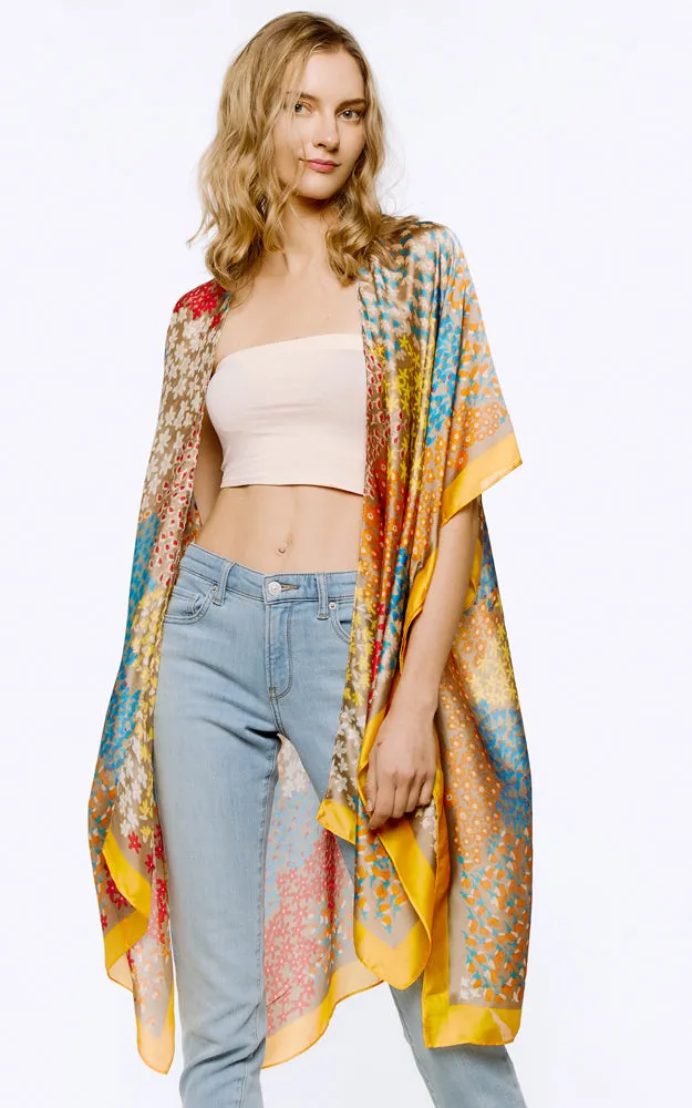BAAP8072 Floral Multi Pattern Cover Up Kimono