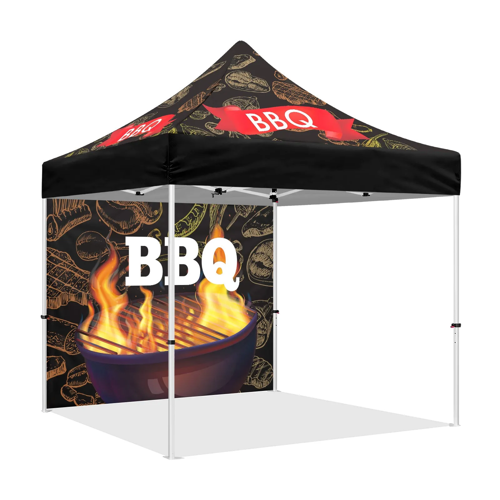 BBQ Tent-10x10 Themed Pop Up Canopy Tent for BBQ Food Vendors