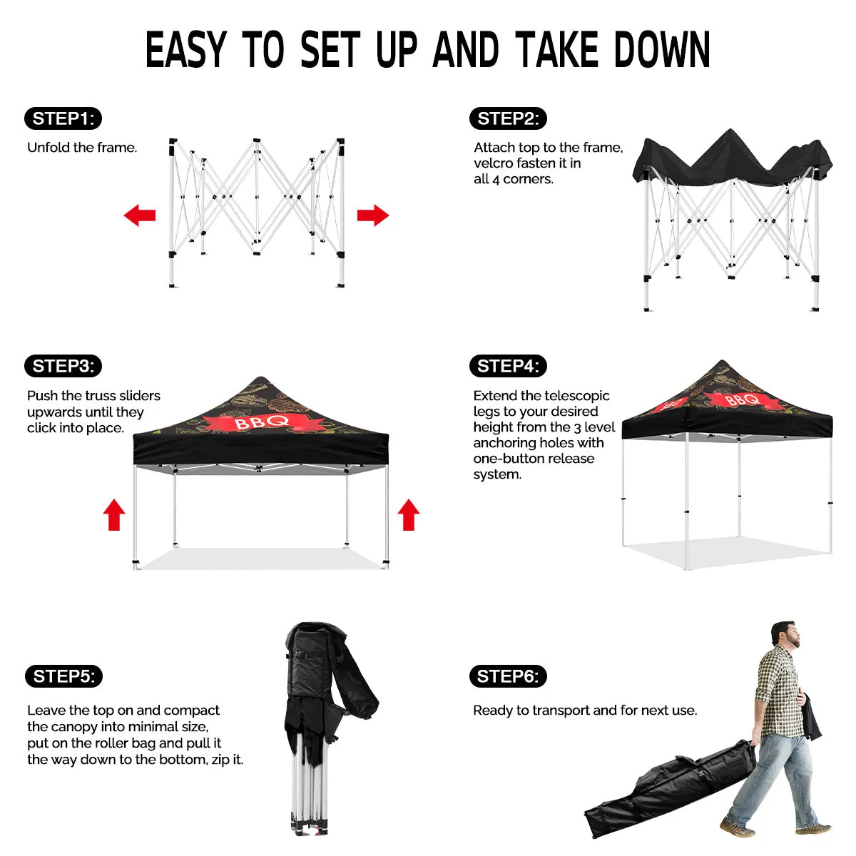 BBQ Tent-10x10 Themed Pop Up Canopy Tent for BBQ Food Vendors