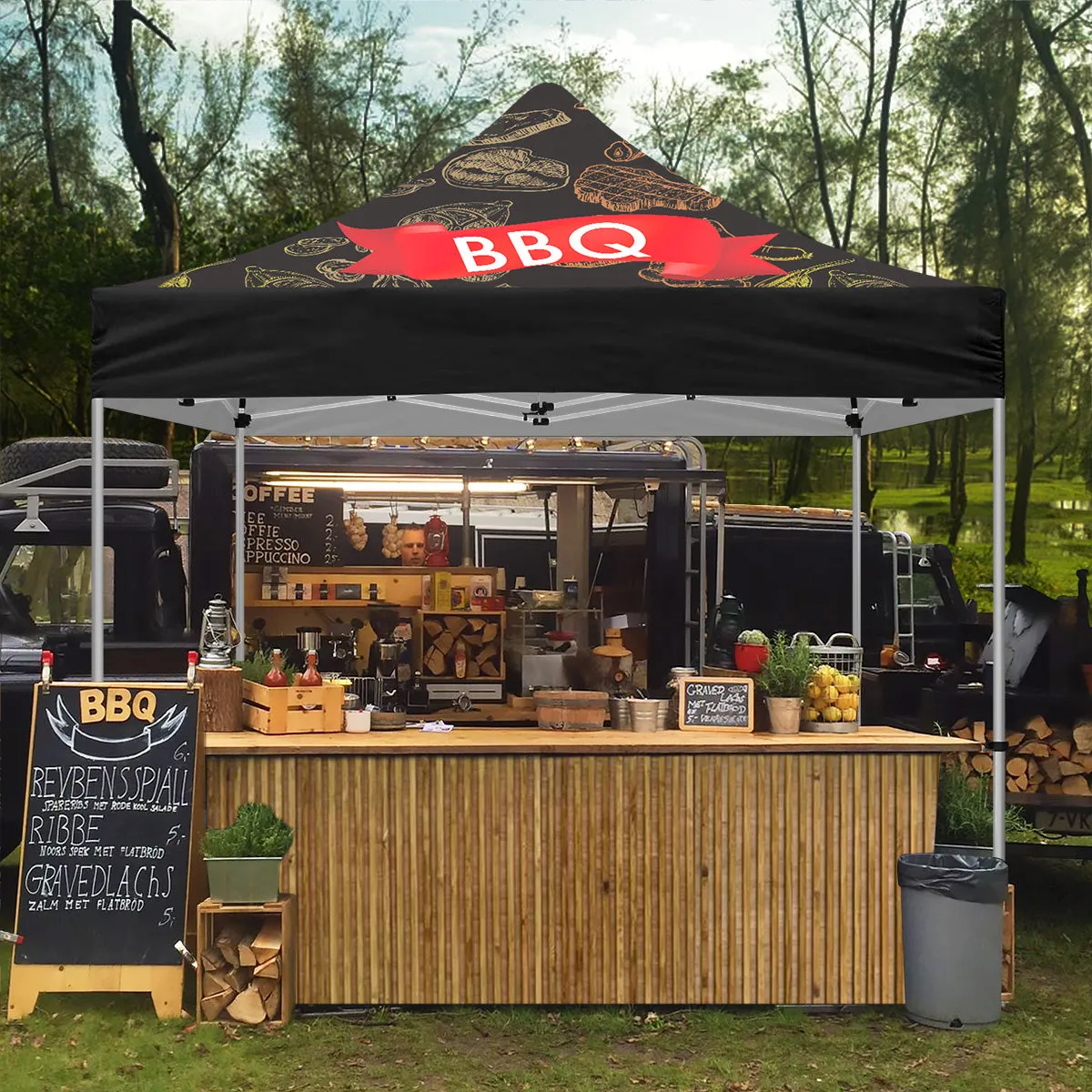 BBQ Tent-10x10 Themed Pop Up Canopy Tent for BBQ Food Vendors