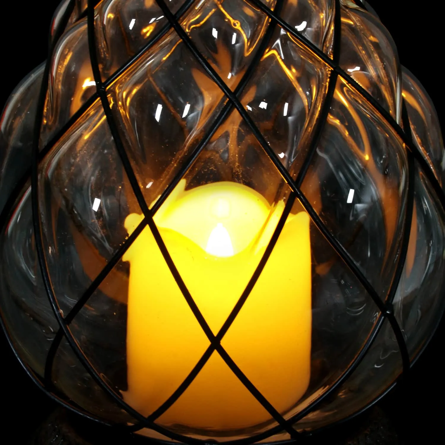 Bronze Pineapple Lantern with Battery Powered LED Candle on a Timer, 10.25 Inch