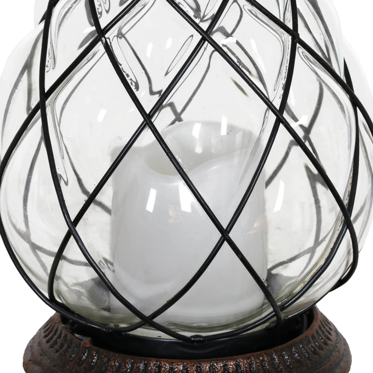 Bronze Pineapple Lantern with Battery Powered LED Candle on a Timer, 10.25 Inch