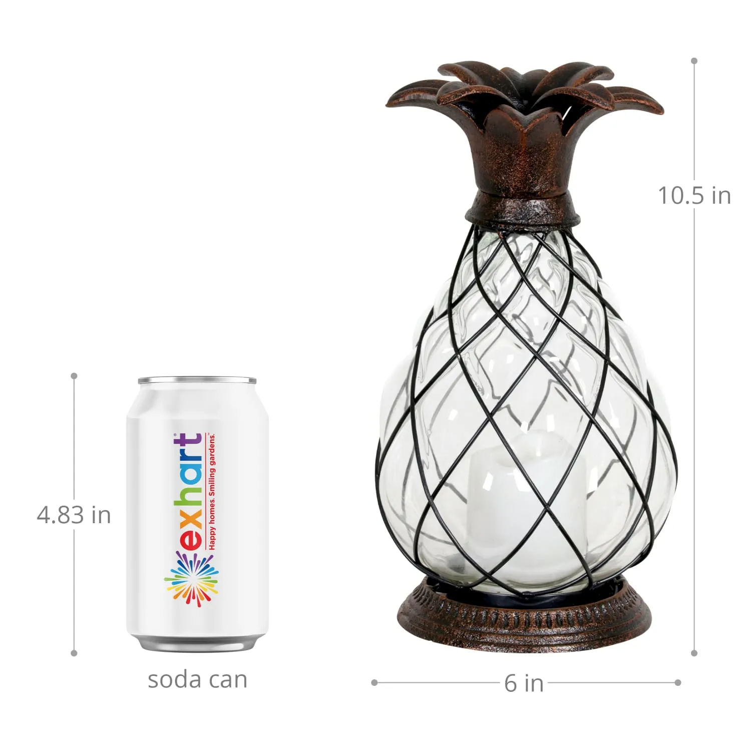 Bronze Pineapple Lantern with Battery Powered LED Candle on a Timer, 10.25 Inch