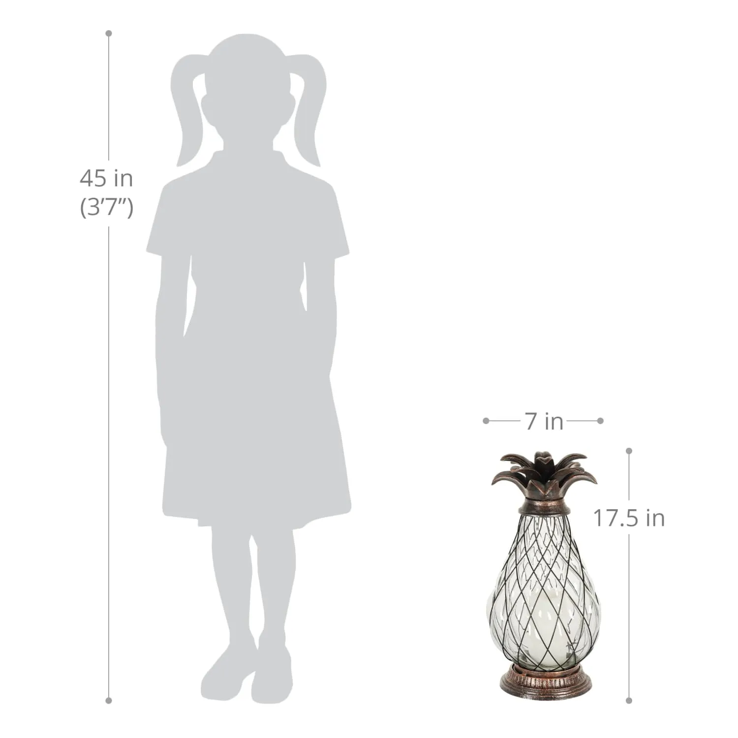 Bronze Pineapple Lantern with Battery Powered LED Candle on a Timer, 17 inch