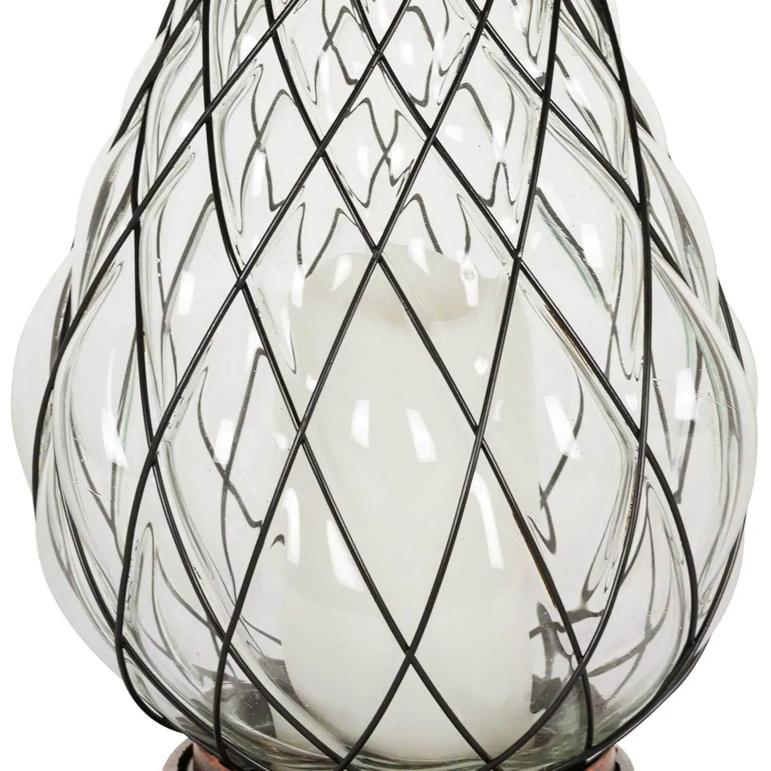 Bronze Pineapple Lantern with Battery Powered LED Candle on a Timer, 17 inch