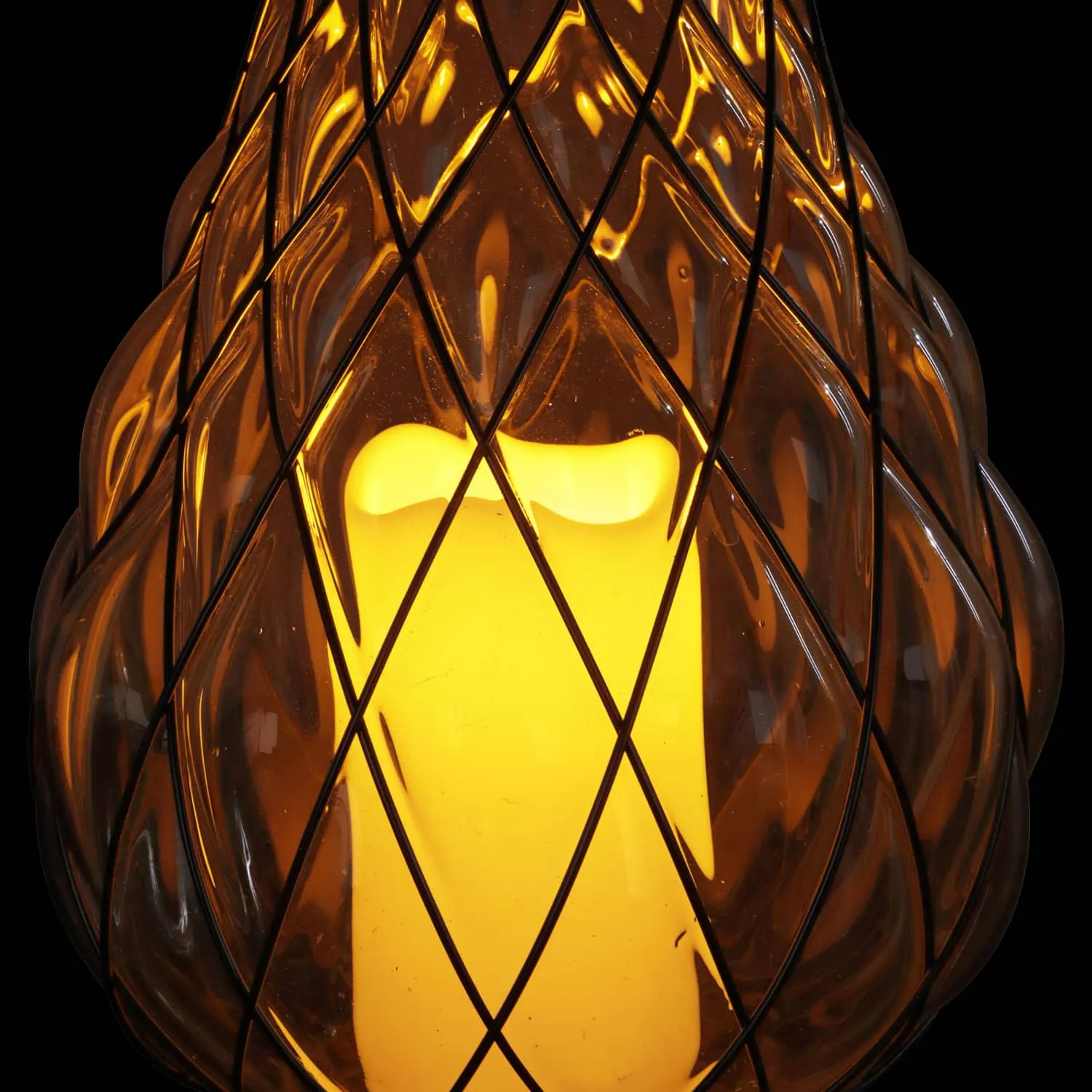 Bronze Pineapple Lantern with Battery Powered LED Candle on a Timer, 17 inch