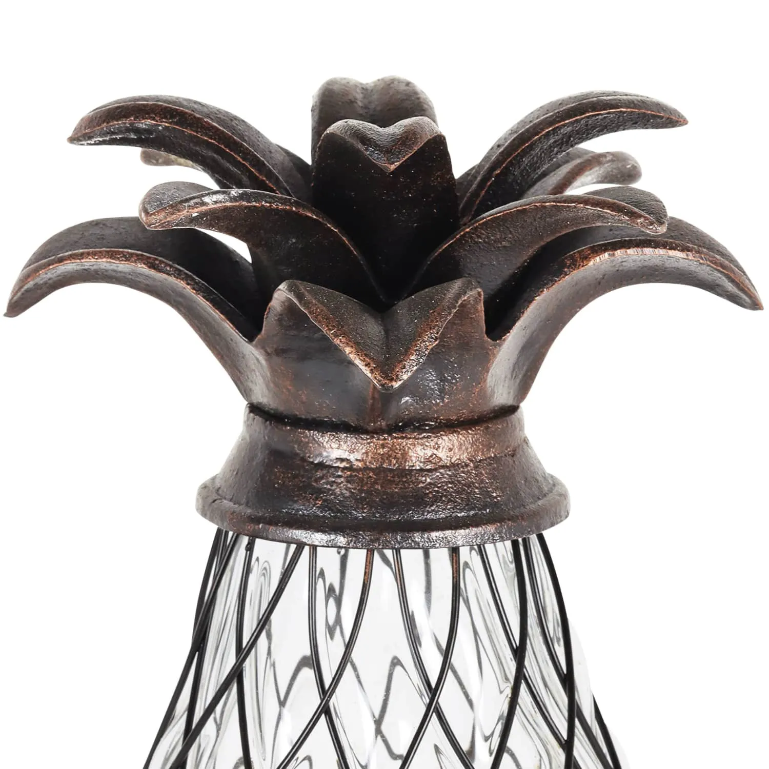 Bronze Pineapple Lantern with Battery Powered LED Candle on a Timer, 17 inch