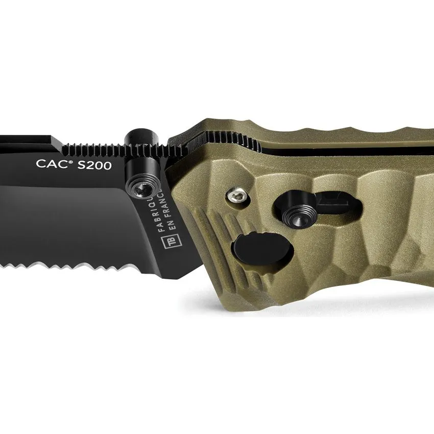 C.A.C. S200 Axis Lock OD Green Pocket Knife (No Corkscrew) (Serrated Blade)