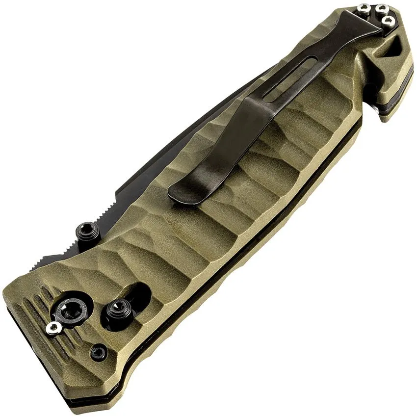 C.A.C. S200 Axis Lock OD Green Pocket Knife (No Corkscrew) (Serrated Blade)