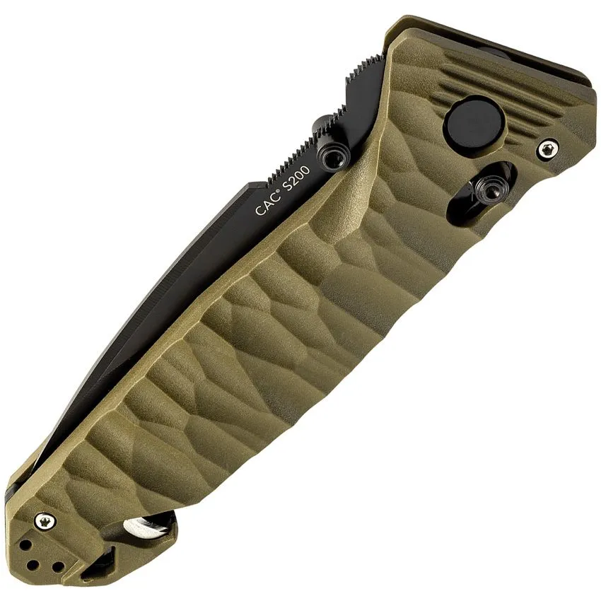 C.A.C. S200 Axis Lock OD Green Pocket Knife (No Corkscrew) (Serrated Blade)