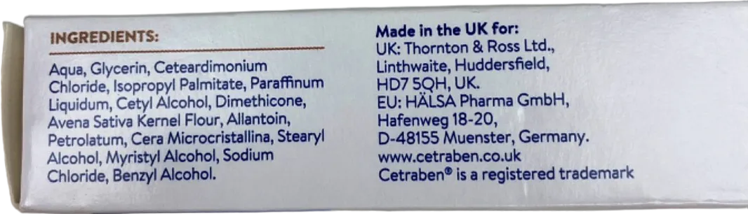 Cetraben Natural Oatmeal Cream 24hr Hydration 30g