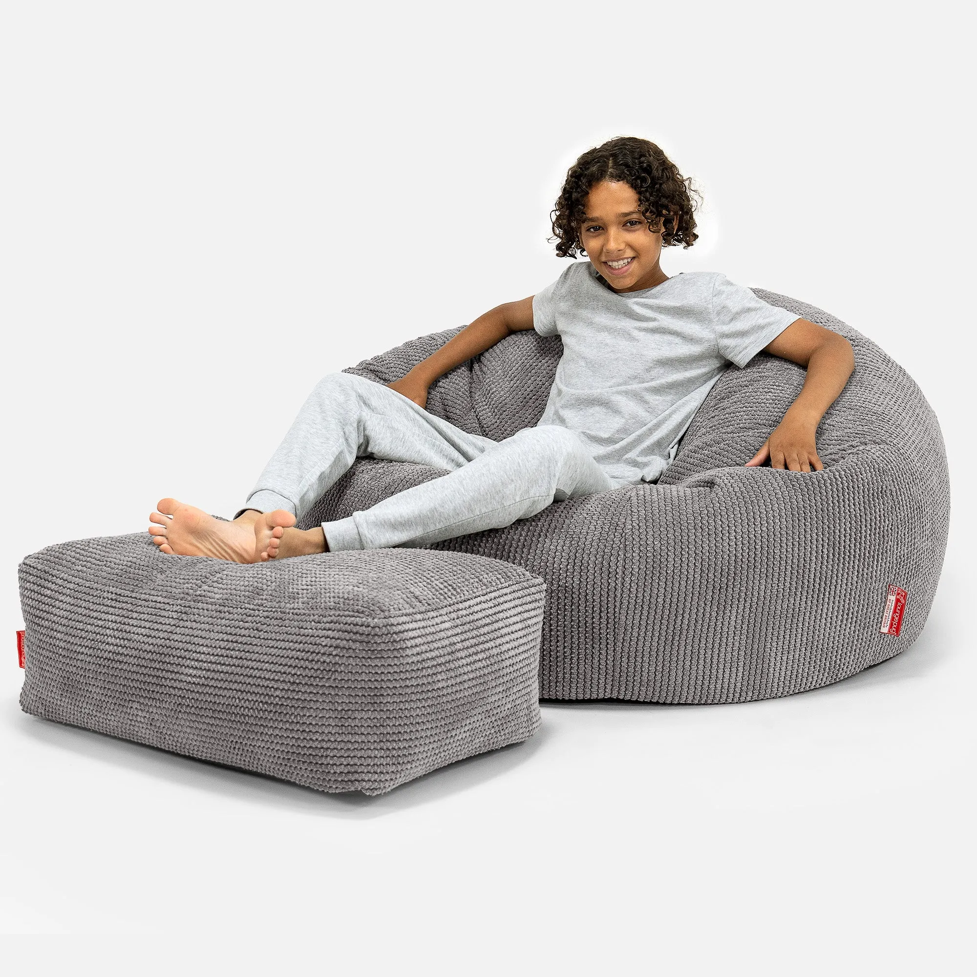 Children's Bean Bag Sofa 6-14 yr - Pom Pom Charcoal Grey